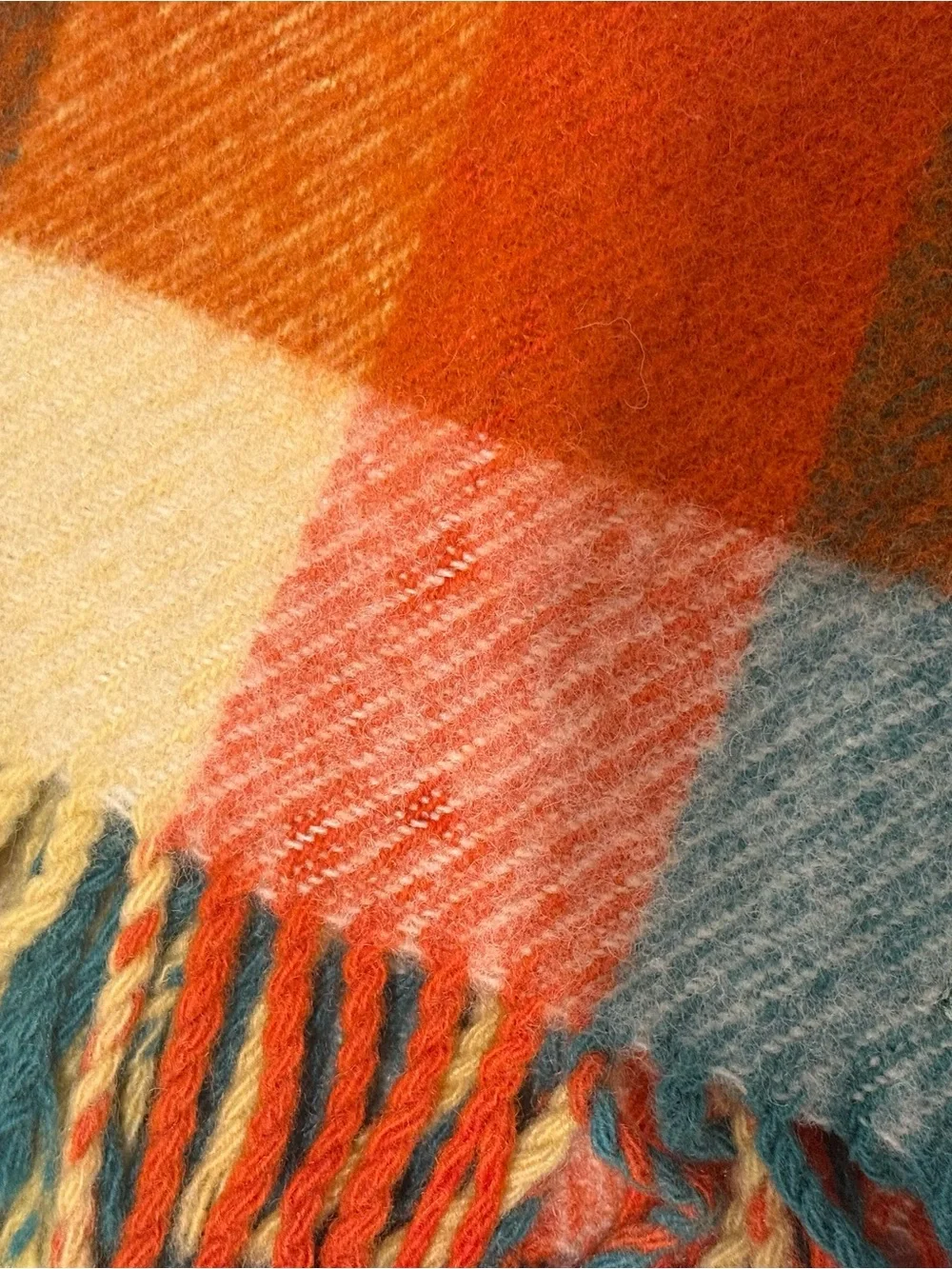 Check Wool Throw Blanket in Multi-Color